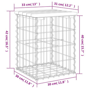 Gabionen Gartenbank Kiefer Imprägniert 33x31x42cm