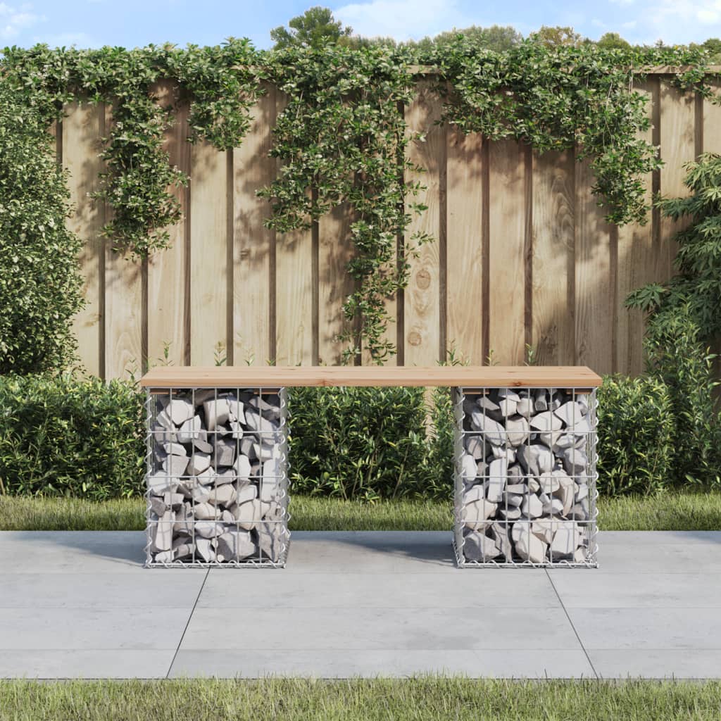 Gabionen Gartenbank 103cm Kiefer Massivholz