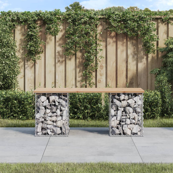 Gabionen Gartenbank 103cm Kiefer Massivholz