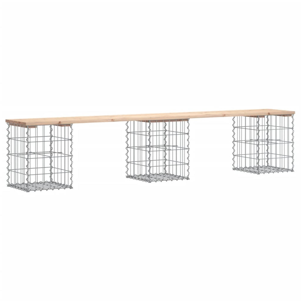 Gartenbank Gabione Kiefer Massivholz 203cm