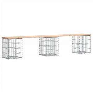 Gartenbank Gabione Kiefer Massivholz 203cm