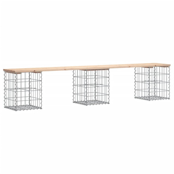Gartenbank Gabione Kiefer Massivholz 203cm