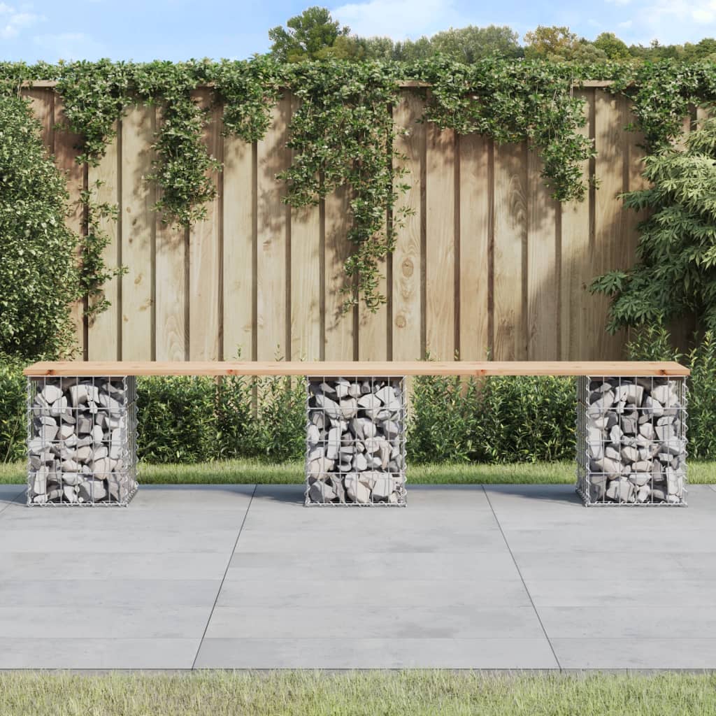 Gartenbank Gabione Kiefer Massivholz 203cm