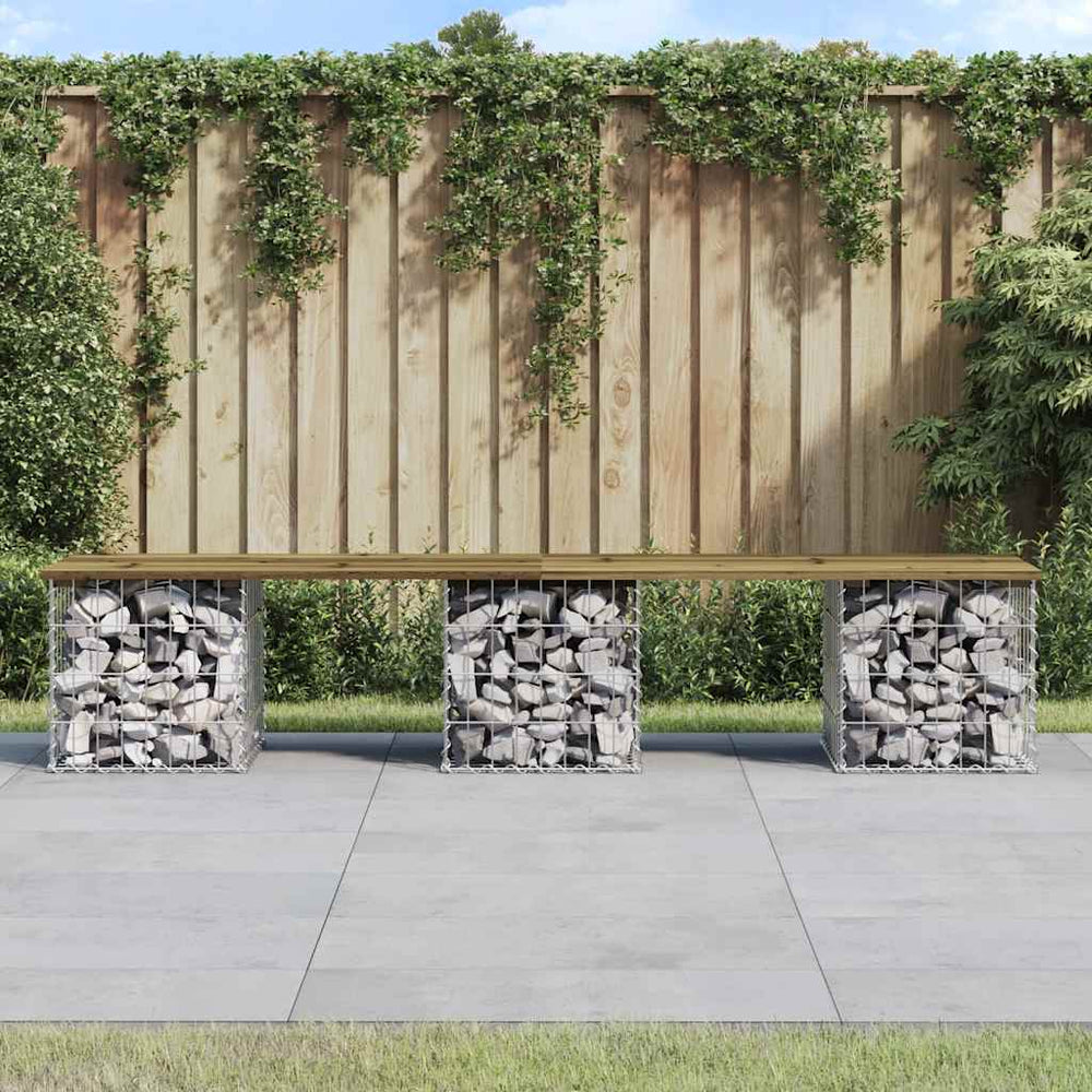 Gartenbank Gabione Kiefer imprägniert 203cm