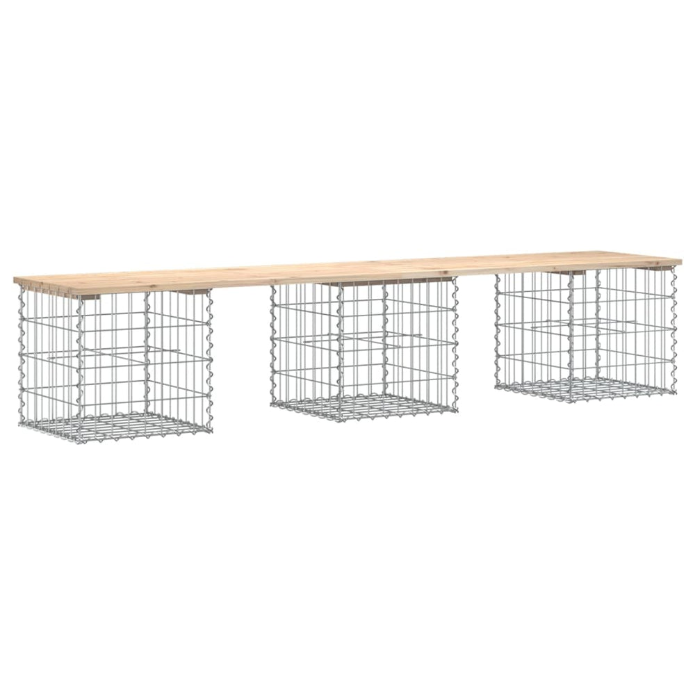 Gartenbank Gabione Kiefer Massivholz 203cm