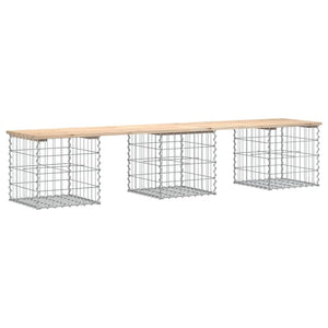 Gartenbank Gabione Kiefer Massivholz 203cm