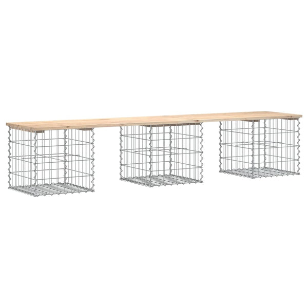 Gartenbank Gabione Kiefer Massivholz 203cm