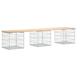 Gartenbank Gabione Kiefer Massivholz 203cm
