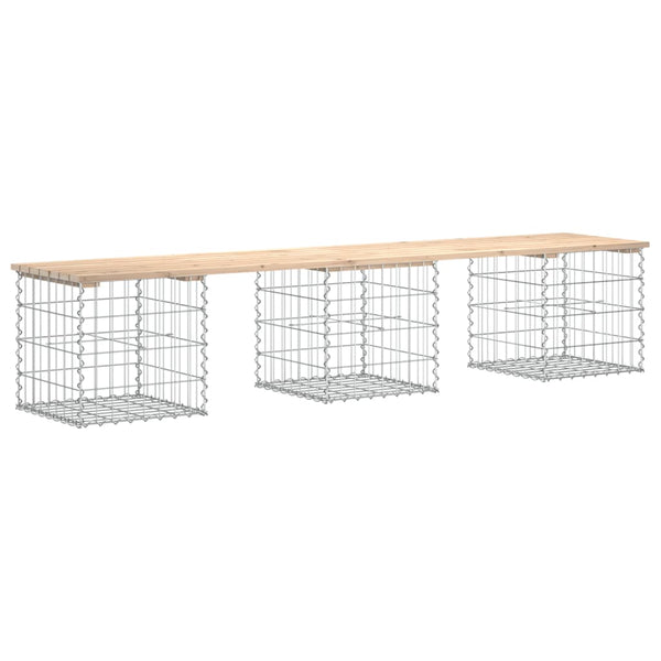 Gartenbank Gabione Kiefer Massivholz 203cm