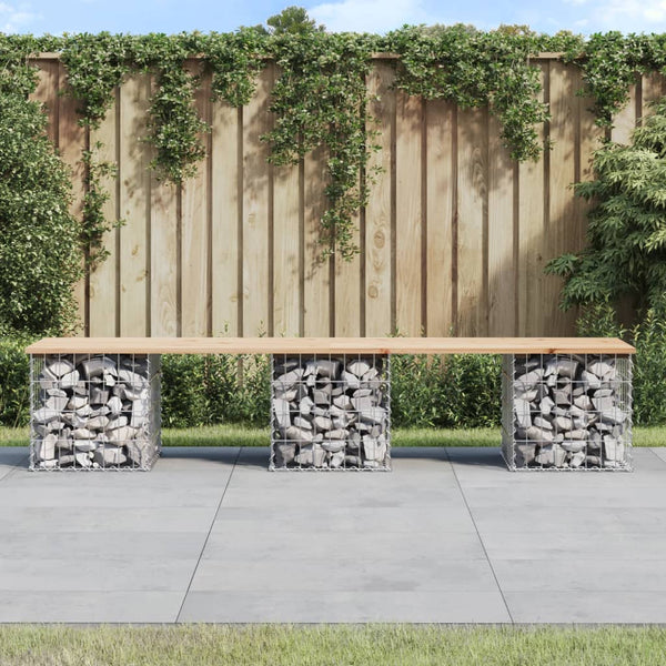 Gartenbank Gabione Kiefer Massivholz 203cm