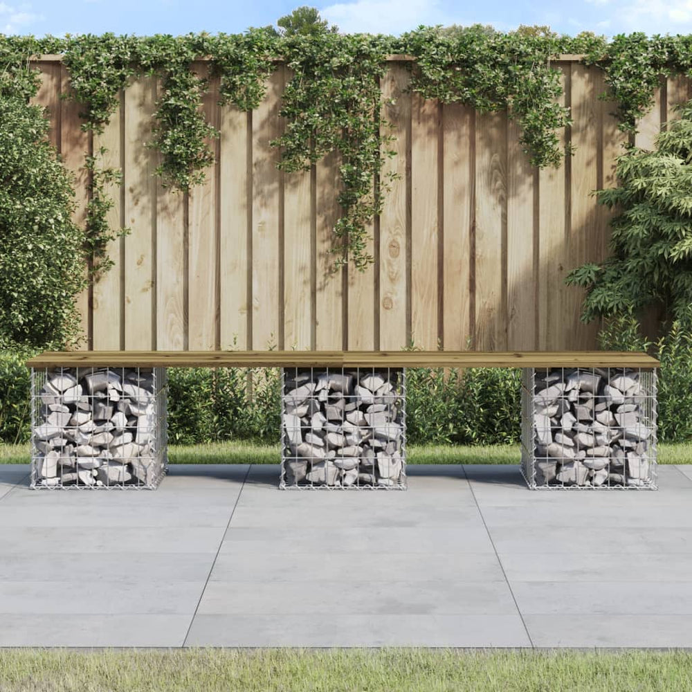 Gartenbank Gabione Kiefer imprägniert 203cm