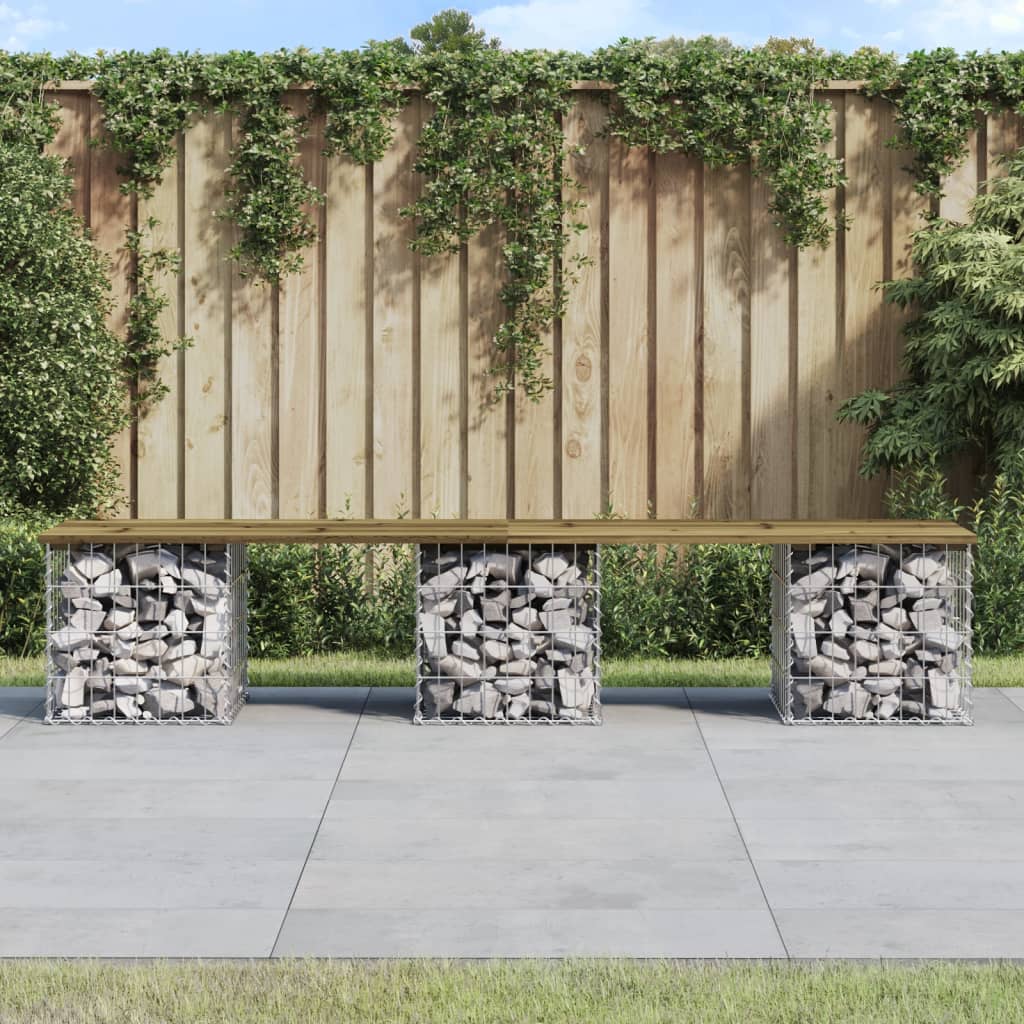 Gartenbank Gabione Kiefer imprägniert 203cm