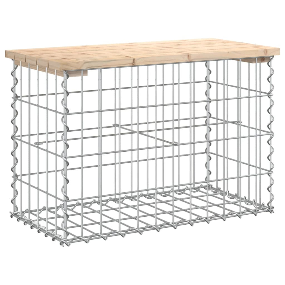 Gabionen Gartenbank Kiefer Massivholz 63cm