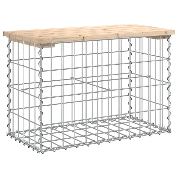 Gabionen Gartenbank Kiefer Massivholz 63cm