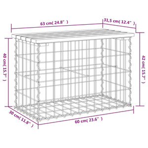Gabionen Gartenbank Kiefer Massivholz 63cm
