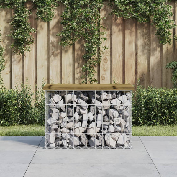 Gartenbank Gabione Kiefer imprägniert 63cm