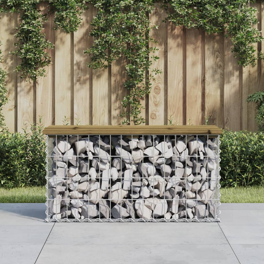 Gartenbank Gabione Kiefer imprägniert 83cm