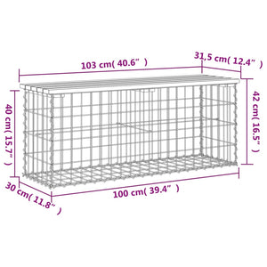 Gartenbank Gabione Kiefer Imprägniert 103cm