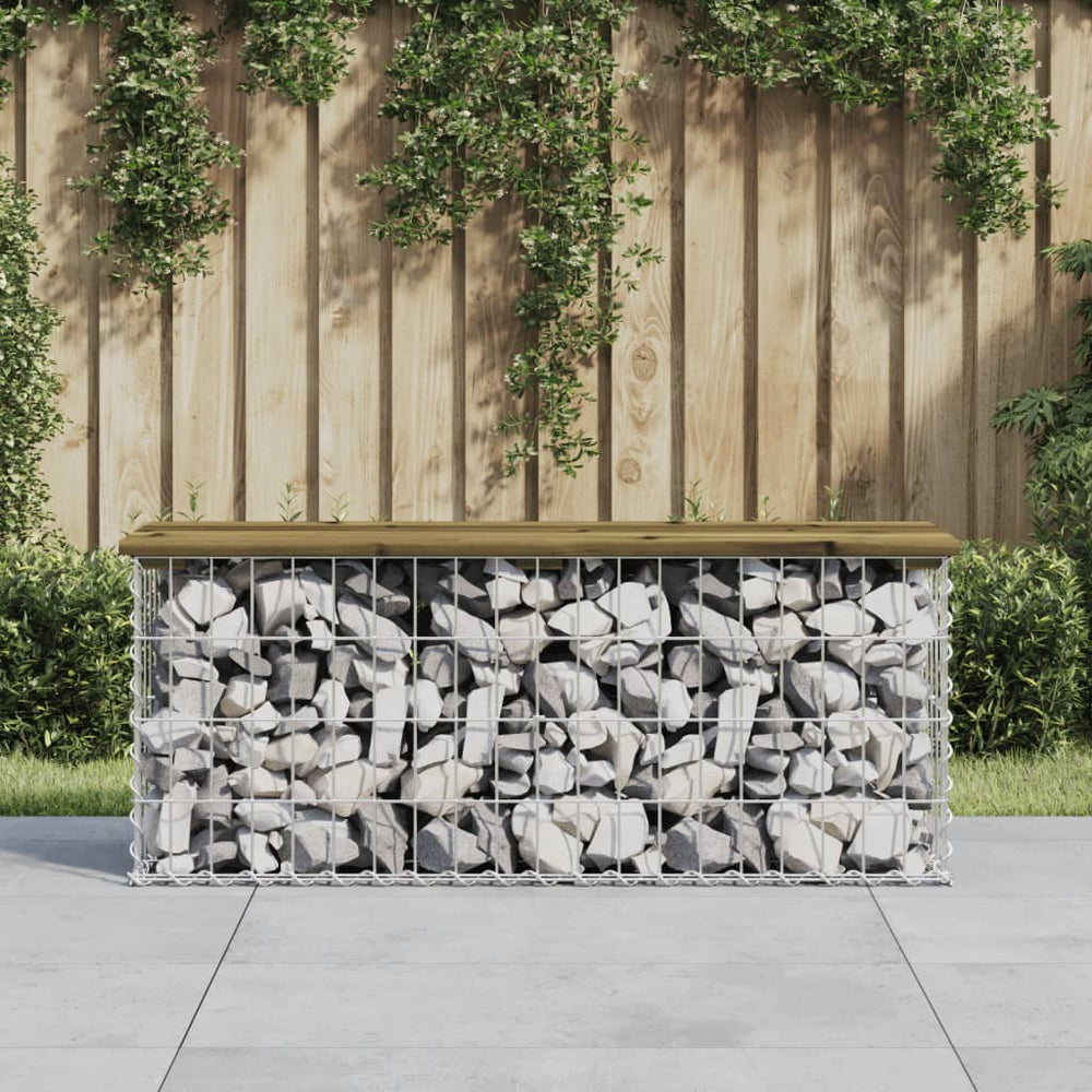 Gartenbank Gabione Kiefer Imprägniert 103cm