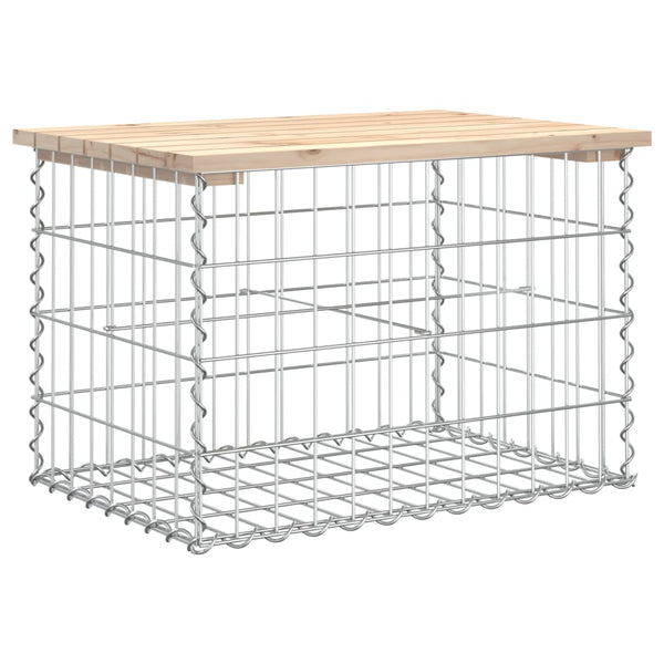 Gartenbank Gabione Kiefer Massivholz 63cm