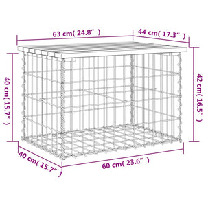Gartenbank Gabione Kiefer Massivholz 63cm