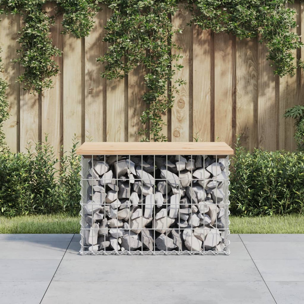 Gartenbank Gabione Kiefer Massivholz 63cm