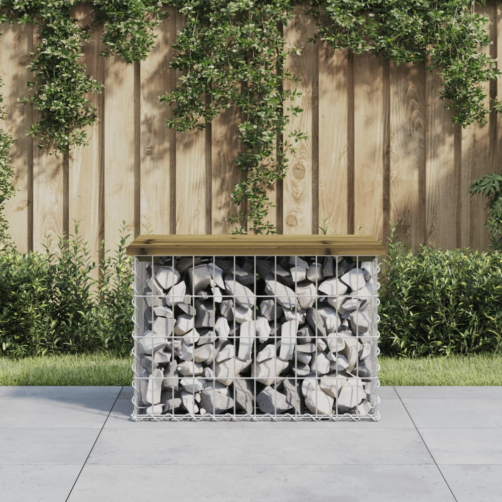 Gartenbank Gabione Kiefer imprägniert 63cm