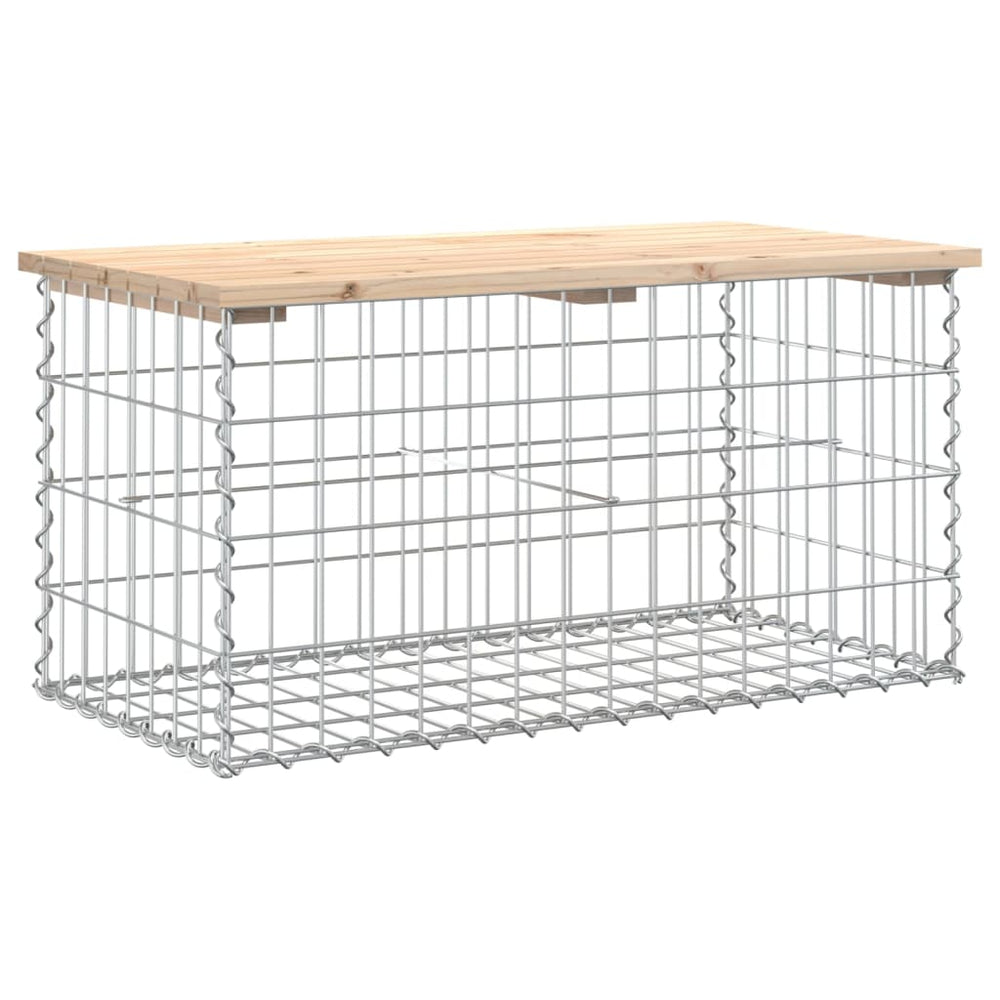 Gartenbank Gabione Massivholz Kiefer 83cm