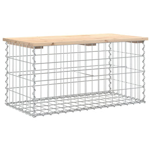 Gartenbank Gabione Massivholz Kiefer 83cm