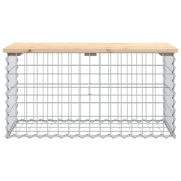 Gartenbank Gabione Massivholz Kiefer 83cm