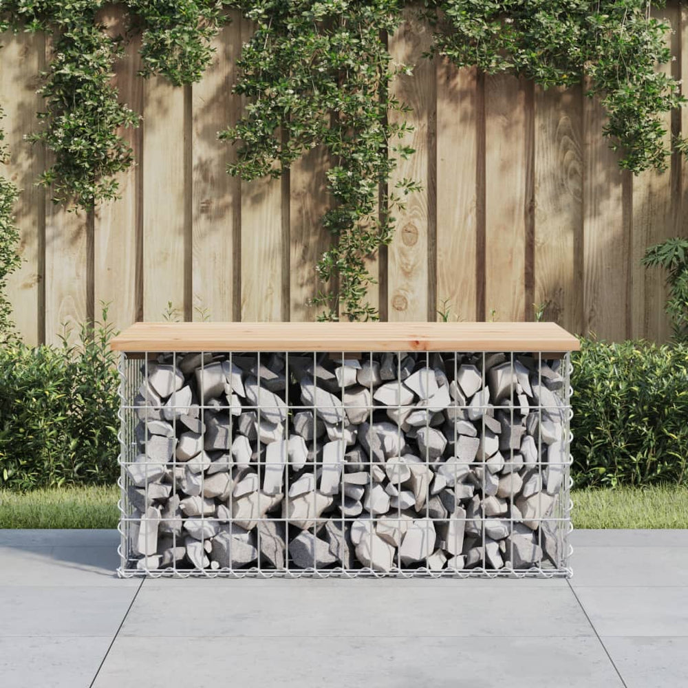 Gartenbank Gabione Massivholz Kiefer 83cm