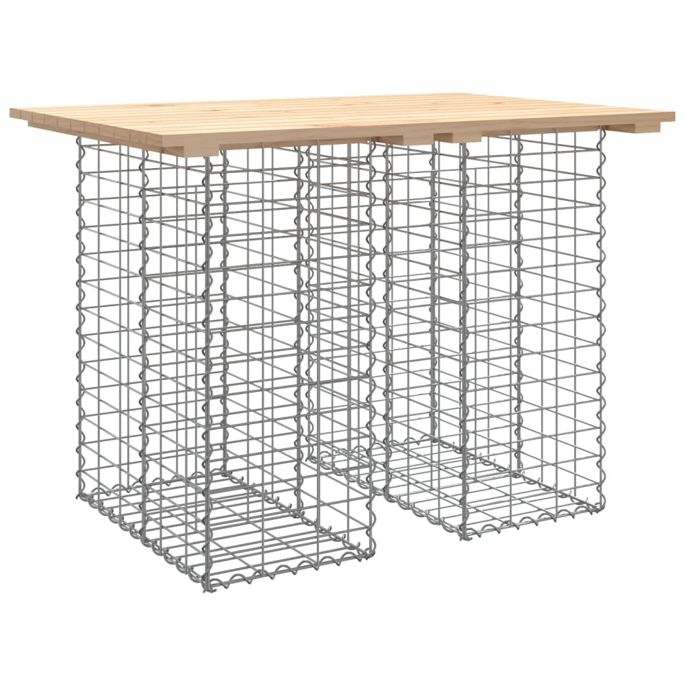 Gabionen Gartentisch 100x70cm Kiefer Massivholz