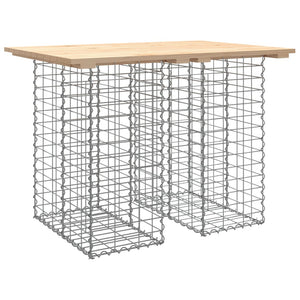 Gabionen Gartentisch 100x70cm Kiefer Massivholz