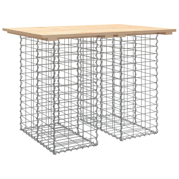 Gabionen Gartentisch 100x70cm Kiefer Massivholz