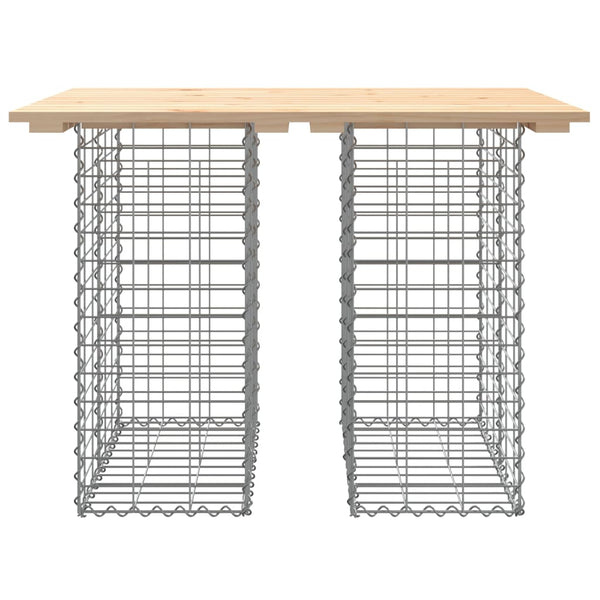 Gabionen Gartentisch 100x70cm Kiefer Massivholz