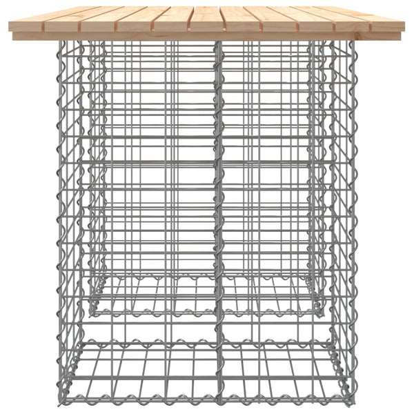 Gabionen Gartentisch 100x70cm Kiefer Massivholz