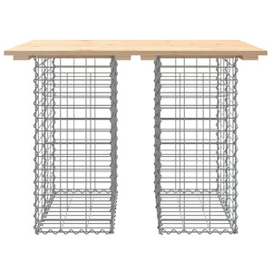 Gabionen Gartentisch 100x70cm Kiefer Massivholz