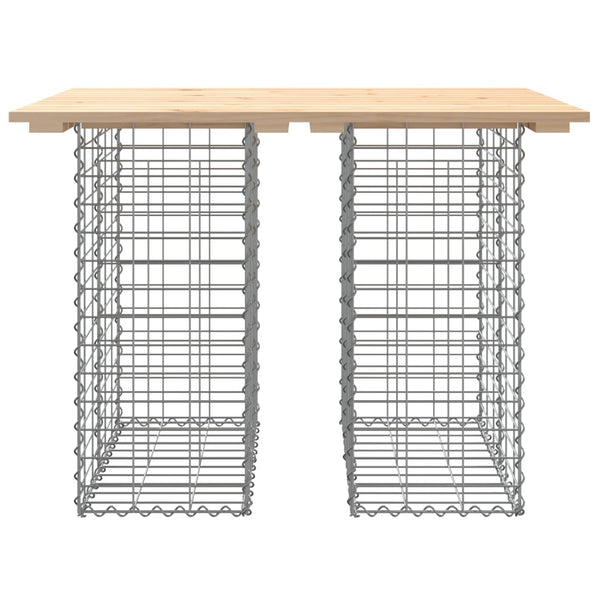 Gabionen Gartentisch 100x70cm Kiefer Massivholz