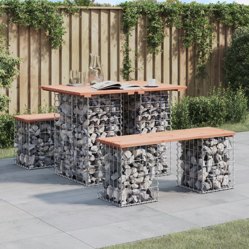 Gabionen Gartentisch 100x70cm Douglasie Massivholz