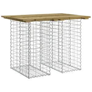 Gabionen Gartentisch 100x70cm Imprägniertes Kiefernholz