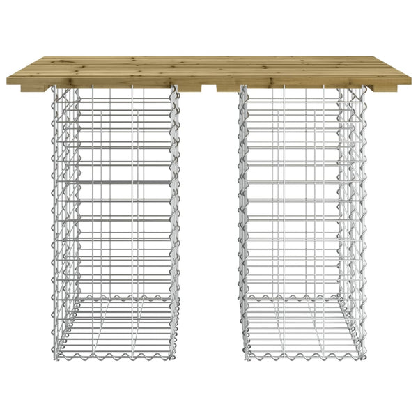 Gabionen Gartentisch 100x70cm Imprägniertes Kiefernholz
