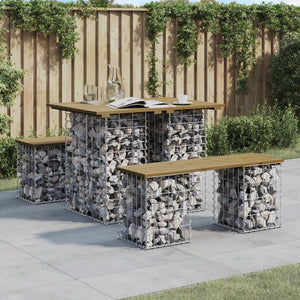 Gabionen Gartentisch 100x70cm Imprägniertes Kiefernholz