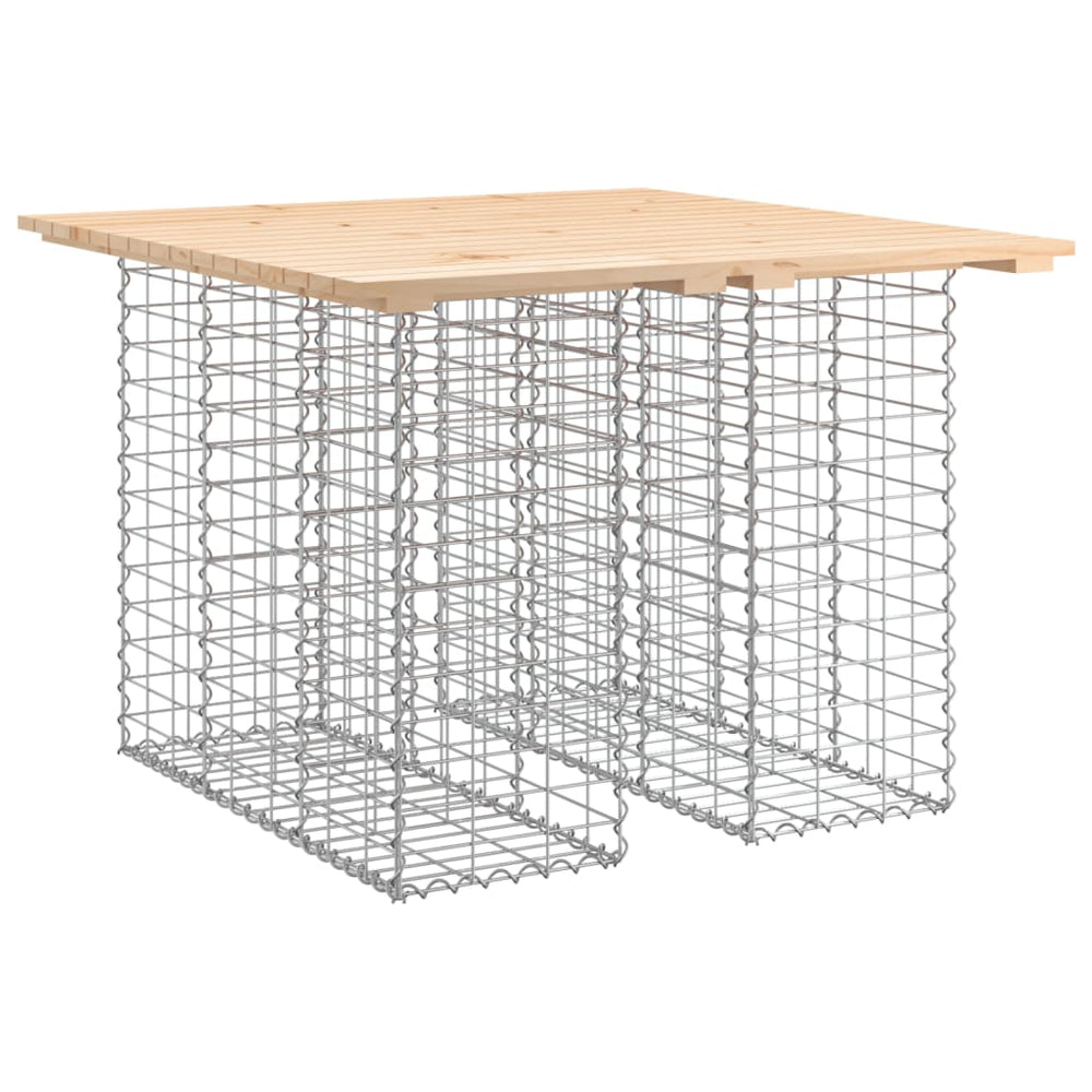 Gabionen Gartentisch 100x102cm Kiefer Massivholz