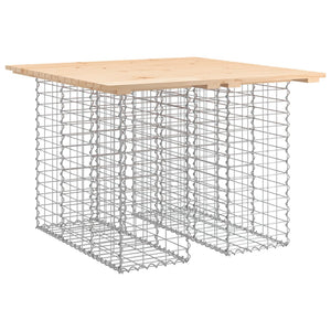 Gabionen Gartentisch 100x102cm Kiefer Massivholz