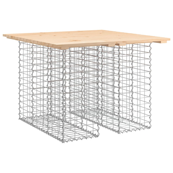 Gabionen Gartentisch 100x102cm Kiefer Massivholz