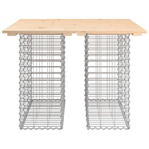 Gabionen Gartentisch 100x102cm Kiefer Massivholz