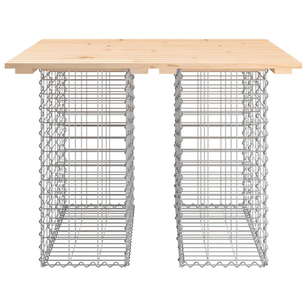 Gabionen Gartentisch 100x102cm Kiefer Massivholz