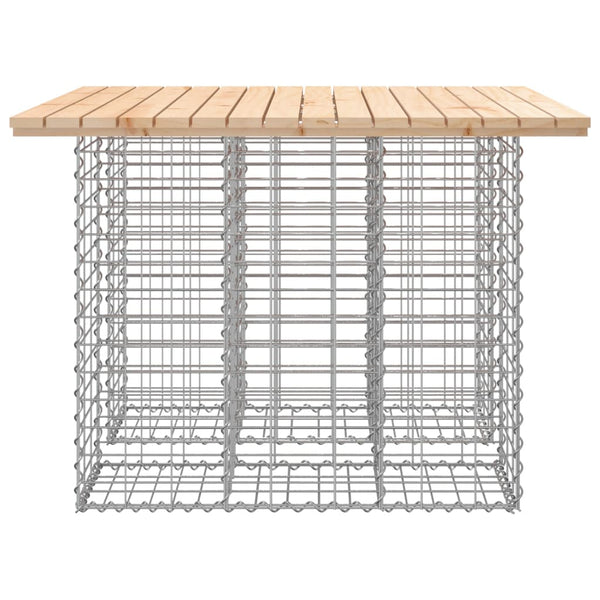 Gabionen Gartentisch 100x102cm Kiefer Massivholz