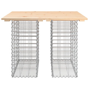 Gabionen Gartentisch 100x102cm Kiefer Massivholz