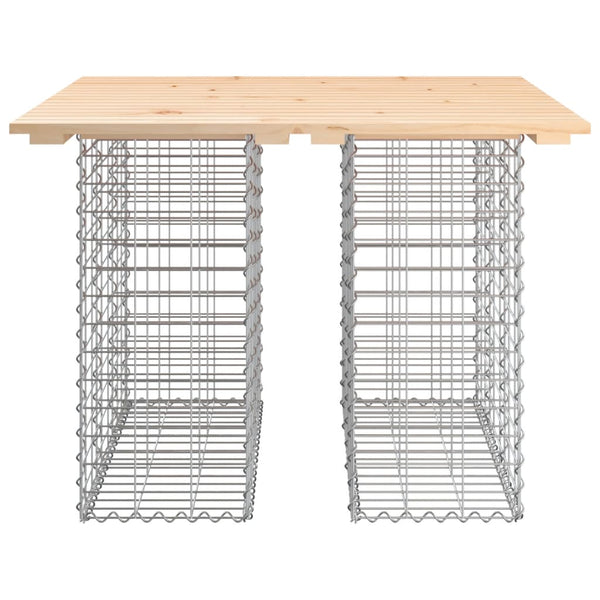 Gabionen Gartentisch 100x102cm Kiefer Massivholz